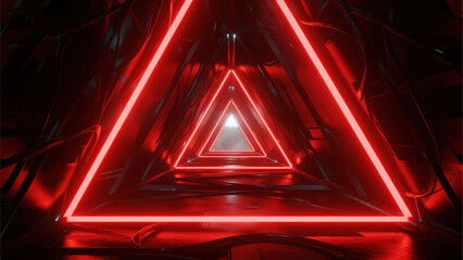 Triangular neon light tunnel