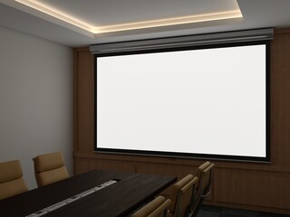Projector Screen 3D Render Isolated White for Mockup 2