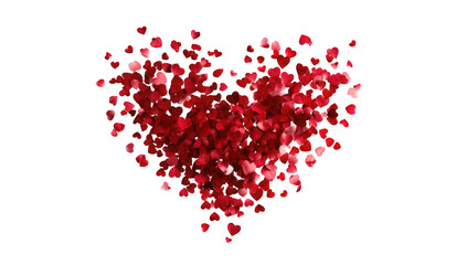 Red heart formed from many small red petals