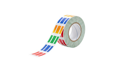 Roll of Colorful Square Stickers tape adhesive isolated on a transparent background