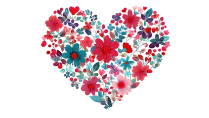 Heart of vibrant flowers