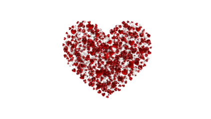 A heart-shaped graphic, filled with many smaller hearts