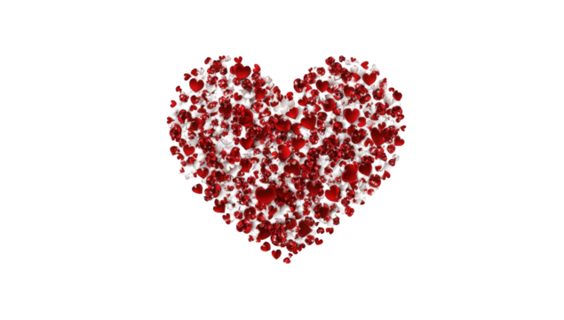 A heart-shaped graphic, filled with many smaller hearts - Powered by Adobe
