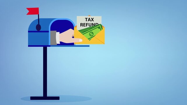 Tax refund illustration in mail box,the letter came in the mailbox
