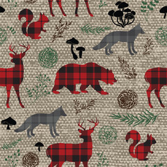 christmas seamless pattern with deer, bear
