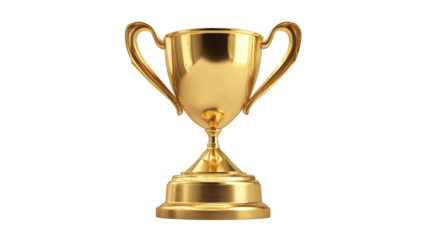 Golden trophy against black background