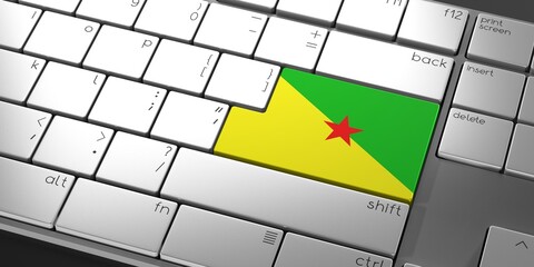 Computer keyboard with flag of French Guiana - 3D illustration