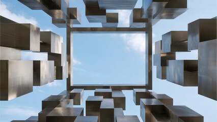 Modern metallic geometric architecture