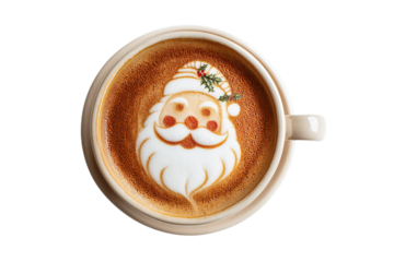 Delightful Santa latte art brings festive joy to your cozy holiday morning coffee break