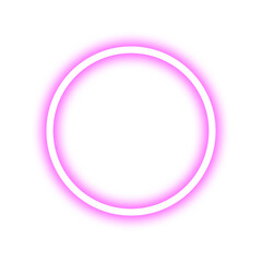 Glowing neon pink circular frame with thin white inner lines, dynamic modern light effect for futuristic design and vibrant advertising