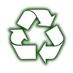 Universal white recycling symbol with green outline, signifying environmental responsibility, sustainability, and eco-friendly practices worldwide.