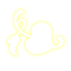 Stylized white cloud graphic with decorative yellow outline and abstract scroll elements, perfect for creative design projects, banners, and digital art