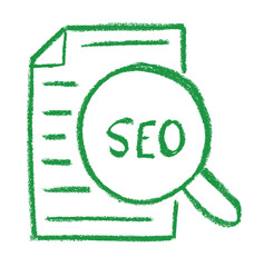 Seo Report Paper Search Icon Crayon Chalk Wax Drawing Vector