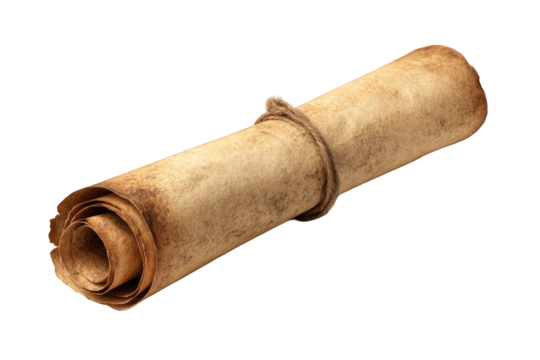Aged scroll, rolled parchment