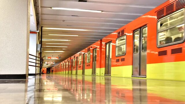 Mexico City Metro train departure, time lapse