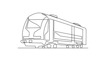 Continuous line drawing of bullet train steam locomotive modern urban transportation editable stroke sketch art vector illustration © SeptinaTri