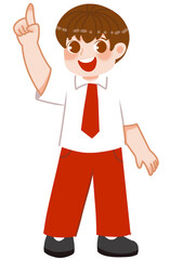 Indonesian Elementary School Student raising hand