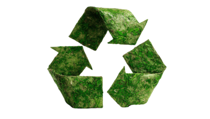 Green, textured recycling symbol