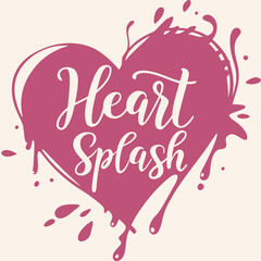 Heart splash with calligraphy for valentines day