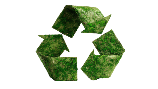 Green, textured recycling symbol