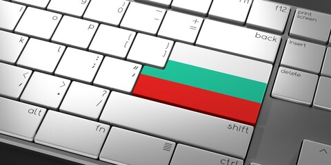 Computer keyboard with flag of Bulgaria - 3D illustration