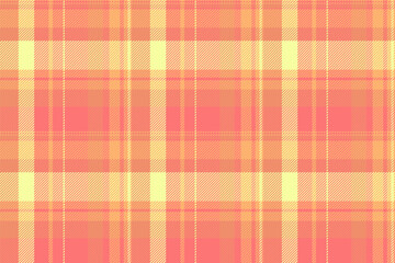 Deco check vector texture, book pattern seamless plaid. Scotland background fabric tartan textile in orange and red colors.