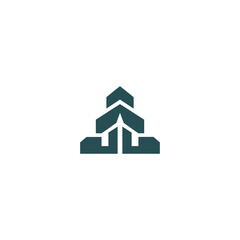 Finance strong foundation blocks icon flat vector design.