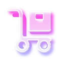Glassmorphism hand truck icon with glowing pink and purple neon edge