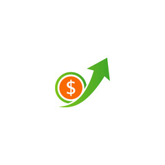 Investment coin growth icon flat vector design.
