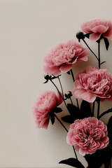 Abstract Floral Fusion background with a surreal twist. Geometric shapes seamlessly meld with vibrant flowers in shades of pastel pink soft colirs, smoothy design