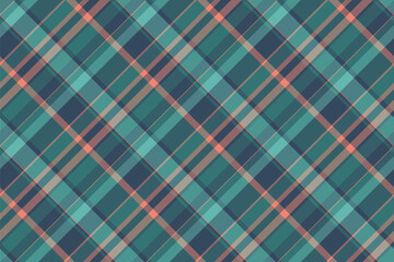 Woman pattern fabric plaid, classical seamless texture background. Cozy vector textile tartan check in pastel and cyan colors.