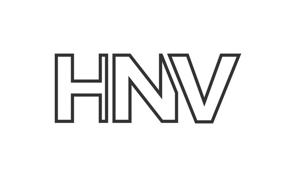 HNV logo design template with strong and modern bold text. Initial based vector logotype featuring simple and minimal typography. Trendy company identity.