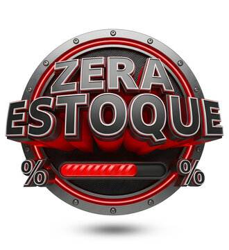 Selo Zera Estoque Renderizado em 3D para Composi&ccedil;&otilde;es de Promo&ccedil;&atilde;o e Ofertas