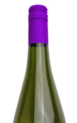 A Green Wine Bottle With purple Cap isolated on a white background