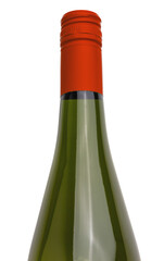 A Green Wine Bottle With red Cap isolated on a white background
