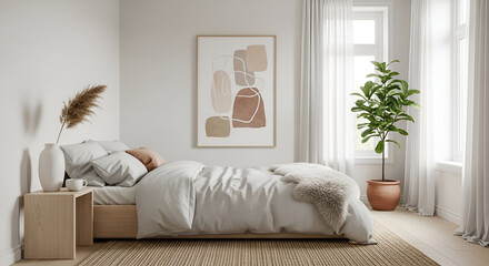 Luxury interior design features a woman relaxing comfortably on a contemporary sofa with a lamp and decorative pillows in a bright apartment living room