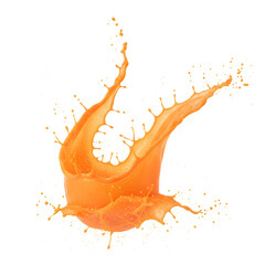 Vibrant Orange Juice Splash Frozen In Mid Air With Droplets Flying Creating Dynamic Abstract Shape