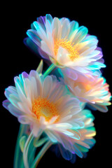 neon flowers with pastel colors, smooth move design, photorealism