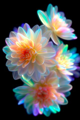 neon flowers with pastel colors, smooth move design, photorealism