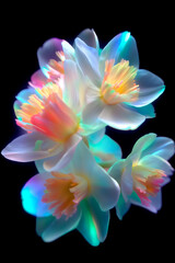 neon flowers with pastel colors, smooth move design, photorealism