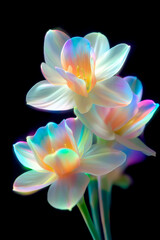 neon flowers with pastel colors, smooth move design, photorealism