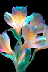 neon flowers with pastel colors, smooth move design, photorealism