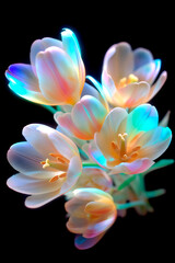 neon flowers with pastel colors, smooth move design, photorealism