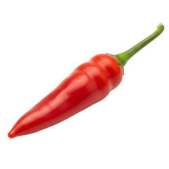 Vibrant Red Chili Pepper with Green Stem Isolated on Transparent Background