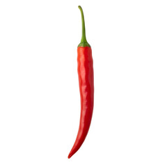 Vibrant Red Chili Pepper with Green Stem on Transparent Background
