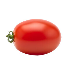 Single Red Roma Tomato With Green Stem On Transparent Background