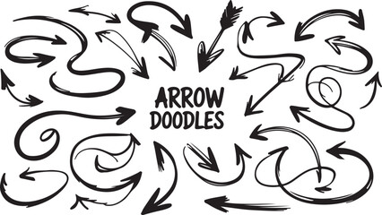 Tribal arrow doodles design set with wave patterns in black vector style