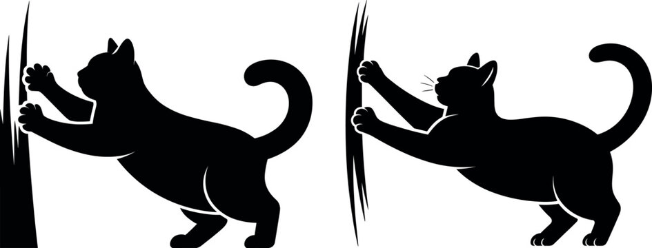 Black and White Cartoon Cat Mascot Taking Selfie with Phone - Standing Vector Set