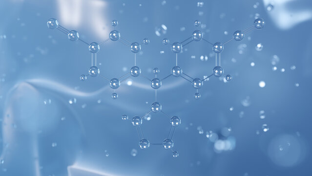 letrozole molecular structure, 3d model molecule, antineoplastic agent structural chemical formula view from a microscope