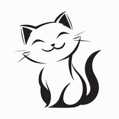 Sweet Smiling Kitty Vector Illustration on white background